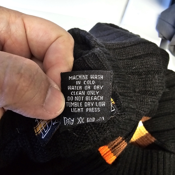 Vintage Bare Mens Retro Sweater XL Black Striped Mock Neck Streetwear Casual - Picture 2 of 5